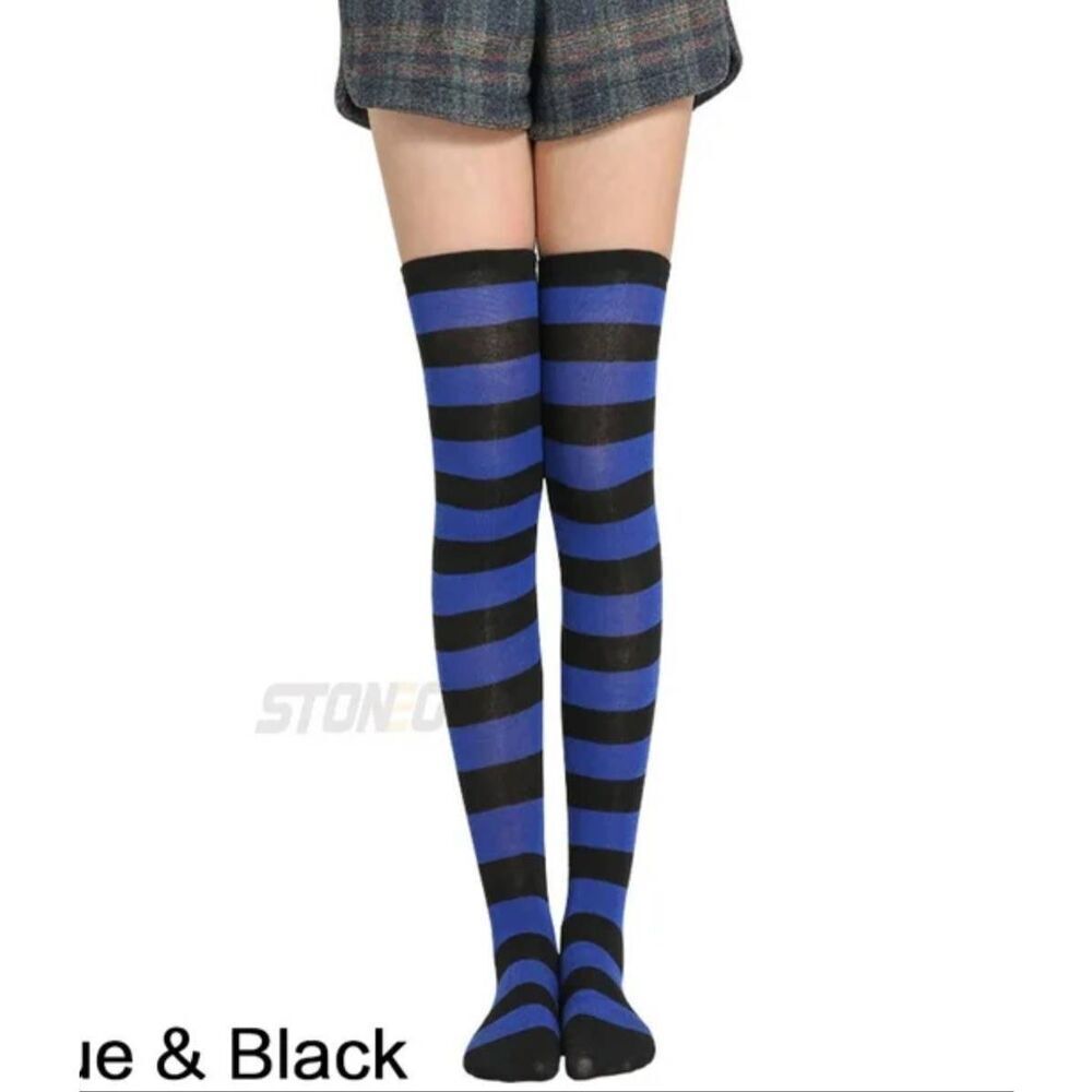 NWOT Black & Blue Tall Striped Socks
